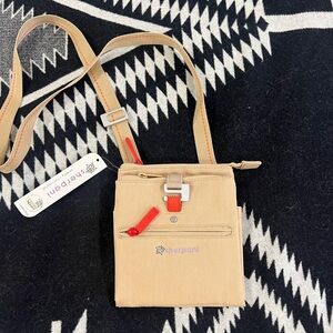 Sherpani Tan Crossbody Bag with Orange Details